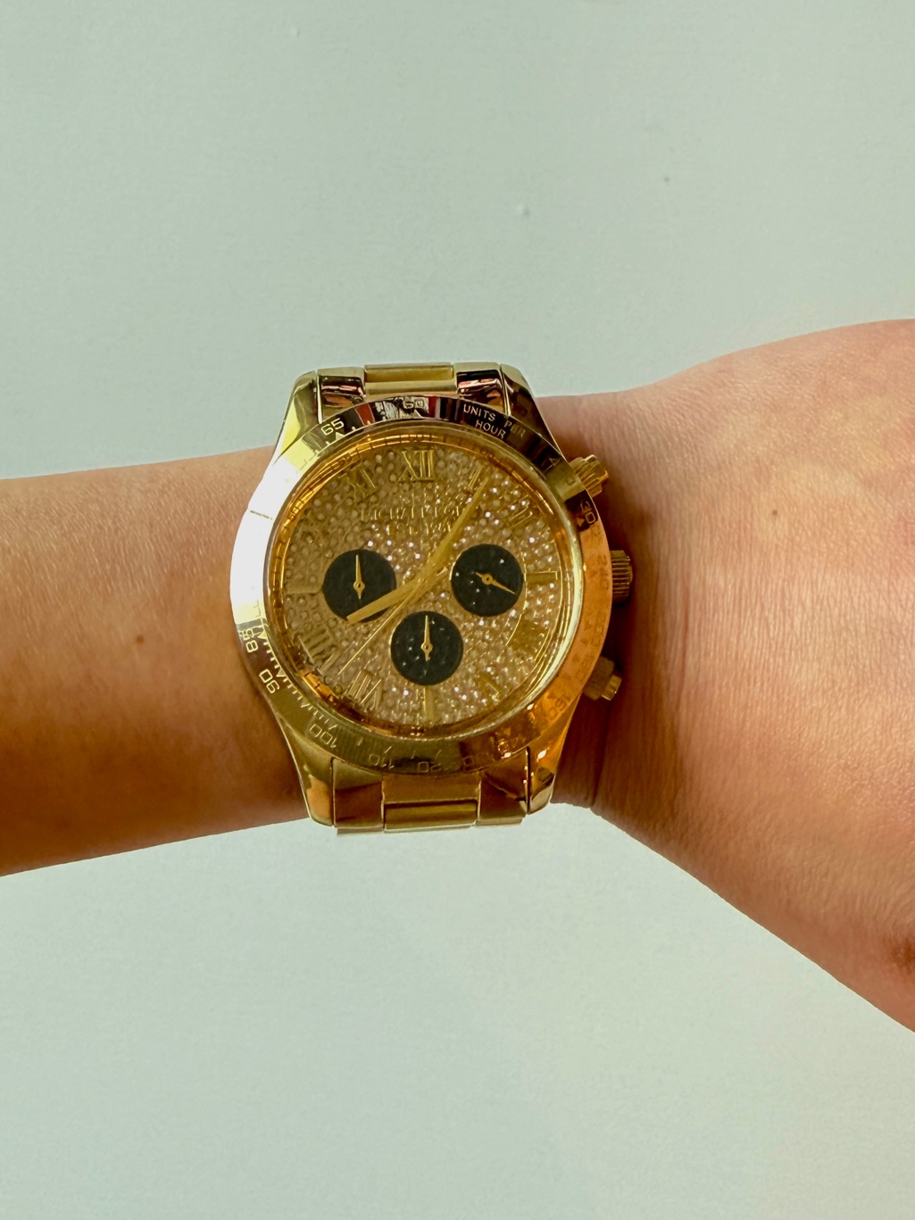 Michael Kors Gold And Black Chronograph Dials Diamond Crystal Dial Watch